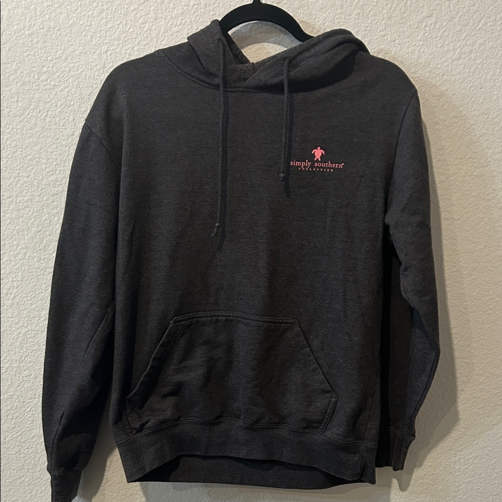 Simply Southern women’s‎  Charcoal Hoodie with Pink Logo